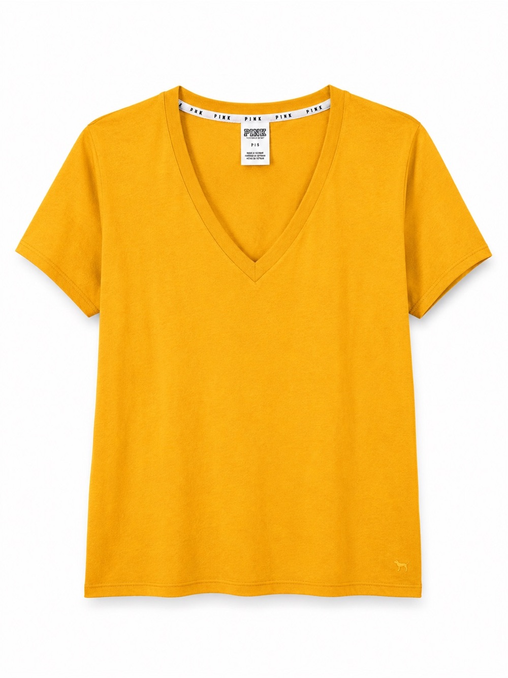 PINK Victoria's Secret Short-Sleeve V-Neck Tee in Mustard
